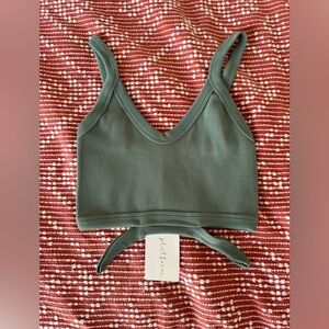 Cropped top with side openings. NWT S/M. Sage green color